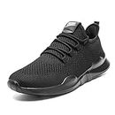 FUJEAK Women Walking Shoes Women Casual Breathable Running Shoes Sport Athletic Sneakers Gym Tennis Slip On Comfortable Lightweight Shoes for Jogging All Black US Size 8.5