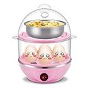 SILENCIO Double Layer Egg Boiler Electric Automatic Off 14 Egg Poacher for Steaming, Cooking, Boiling Frying and Milk Boiler with Measuring Cup (Multi Color)