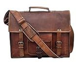 Mk Bags Unisex Leather Brown Laptop Satchel Messenger Bag