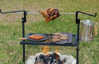 Rotisserie Grill Outdoor Campfire Cooking Camping Equipment Kitchen Patio 24x16