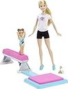Barbie Gymnastic Dolls & Accessories, Flippin' Fun Gymnast Playset with 2 Dolls, Balance Beam & Flipping Dismount Action