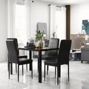 5-Piece Kitchen Dining Set Glass Top Table 4 PU Leather Chairs Dinette