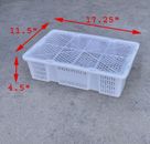 24 WHITE Plastic Storage Crates Baskets Bins Containers 17.25" x 11.5" x 4.5"