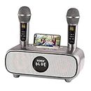 Karaoke Machine for Adults and Kids,Bluetooth PA System with 2 Wireless Karaoke Microphone,Speaker with Mobile Phone holder/USB/TF Card/AUX In,for Home Party,Meeting,Church, Picnic,Outdoor/Indoor
