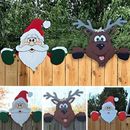 Merry Christmas Outdoor Banner Santa Claus Ornaments Xmas Garden Fence Deco D6Q7