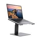 Adjustable Laptop Stand for Desk, Computer Stand for Laptop, Laptop Riser - Apple Macbook Stand, Dell, HP, Macbook Pro Air - Grip Pads - Fits all 10-17inch Laptops - Silver (Black)