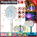 Raqueta eléctrica plegable 3 en 1 con luz en V para mosquitos trampa para moscas USB zapador de insectos