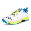 DSC Jaffa 22 Cricket Shoes | White/Lime - Yellow | for Boys and Men | Lightweight | Embossed Design | 6 UK, 7 US, 40 EU