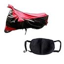 Kandid Red & Black Bike Cover with Pollution Mask for Suzuki Access 125 Se
