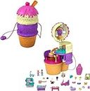 Polly Pocket Spin ‘n Surprise Compact Playset, Ice Cream Cone Shape, Playground Theme, 3 Floors, 25 Surprise Accessories Including Micro Polly & Lila Dolls, Great Gift for Ages 4 Years Old & Up