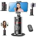 BRAINLE Rechargeable Auto Face Tracking Tripod with Remote, 360 Degree Rotation Auto Tracking Phone Holder, No App, Smart Phone Camera Moving Stand for iPhone Selfie Shooting Video, Live Vlogging