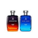 Ustraa Base Camp & Ammunition Cologne 100 ml each| Perfume for men | Long Lasting Perfume | Fresh & Citrus Fragrance| With 3x Fragrance