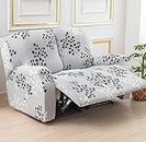 House of Quirk Recliner 6 Pieces Loveseat Covers Stretch Reclining Couch Covers for 2 Seats Reclining Sofa Slipcovers Furniture Protector - Grey Petals