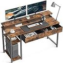 ODK Computer Desk with Drawers, 48 Inch Office Desk with Storage & Shelves, Gaming Desk with Monitor Stand Shelf, Rustic Brown Home Office Desks for Small Spaces