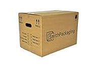 SmithPackaging 10 Large Strong Cardboard Packing Moving House Boxes 51cm x 29cm x 29cm with Carry Handles and Room List
