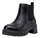 Jeossy Women's Ankle Boots 9606 Chelsea Platform Chucky Heel Booties for Women, Platform-9606l-black, 6 US