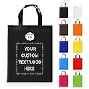 JEOHLORY discount promos custom reusable grocery tote bags - 50 pack - personalized logo, text - large (One color printing, Customized Black)