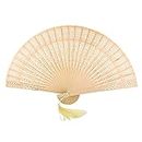 FANSOF.FANS Vintage Sandalwood Handheld Folding Hand Fan With a Tassel for Women Girls Summer Party Event Favour Birthday Wedding Souvenir Gift (Classic Beauty)