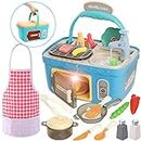 JOYIN Kids Play Kitchen Set, Portable Picnic Basket Toys with Musics & Lights, Includes Color Changing Pretend Play Food, Sink and Oven, Indoor Toy Sets, Birthday Gifts for Kids Toddlers Boys Girls