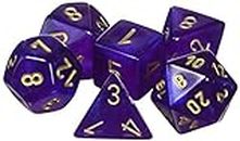 Chessex Dice Polyhedral 7-Die Borealis Set - Royal Purple with Gold Numbers CHX-27467