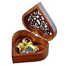 Antique Engraved Wooden Wind-Up Musical Box,You are My Sunshine Musical Box,with Gold-Plating Movement in,Heart-Shaped
