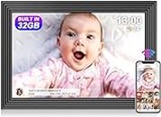 TEKXDD Digital Photo Frame WiFi, 10.1 Inch [Au Version] [Stripe] Smart Cloud Digital Picture Frame with IPS LCD Touch Screen Display, 32GB Storage, Share Photos and Videos Instantly via App