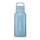 LifeStraw Go Series — Insulated Stainless Steel Water Filter Bottle for Travel and Everyday Use Removes Bacteria, Parasites and Microplastics, Improves Taste, 1L Icelandic Blue