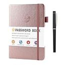 Nircho Password Book with Alphabetical Tabs, Internet Address and Password Organizer Logbook, Small Password Keeper Journal Notebook with Pen for Computer & Website Logins (13 x 19cm) (Rose gold)
