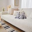 Cream Colour Berber Fleece Anti-Scratch Couch Cover,Funny Fuzzy Fluffy Soft Sectional Sofa Slipcover,Anti-Scratch Furniture Protector for Cats, Dogs (35.43in*70.86in, White)