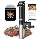 KitchenBoss WIFI Sous Vide Cooker: Ultra-Quiet Sous-vide Cooking Machine 1100 Watts Stainless Steel Immersion Circulator for Kitchen with TFT Preset Recipes, Black