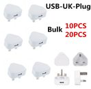 10 / 20pcs 5V 1A 3Pin USB Plug Charger Wall Chargers UK Power Adapters