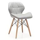 Deal Dhamaal Eames Replica Faux Leather Dining Chair for Cafeteria, Side, Living Room Chair in Light Grey Color