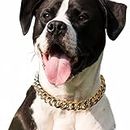 Cuban Link Dog Collar - 3/4 inch Wide Light Metal Gold Chain Dog Necklace, Cute Fashion Jewelry Accessories for Puppy, Trends Custome for Frenchie Dog, Bully, Doberman 18 inches