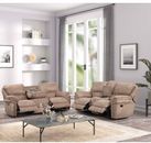2-Pc Living Room Manual Recliner Sofa Set w/ USB Power Outlet Storage, Brown