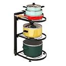 NELLHOMY Pots and Pans Organiser for Cupboard, Snap-on and Adjustable Heavy-Duty Pot and Pan Rack, Pot Organiser for Kitchen Organisation & Storage (3-Tiers)