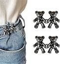 MEDICINEKING Fashion Jeans Button Pin Waist Pant Cute Teddy Bear Easy to Adjustable Women Lose Tightener Clips Detachable Buckle Instant Replacement Skirt Metal Use Denim Jacket Accessories (Black)