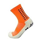 Sports Anti Slip Soccer Socks Cotton Football Men Grip Socks calcetas antideslizantes de Futbol (Color : Orange)
