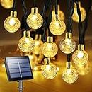 XVDOIZO Solar String Lights Outdoor, 60 LED 36 Ft Crystal Globe Lights with 8 Modes, Waterproof Solar Powered Patio Lights, for Garden, Home Party, Wedding, Christmas Decoration (Warm White)