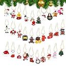 Small Resin Miniature Christmas Tree Ornaments Christmas Hanging Ornaments Set Santa Claus Snowman Angels 30PCS Mini Christmas Tree Tiny Hanging Decorations for Christmas Decoration Party Supplies