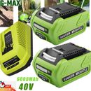 replace For Greenworks 40V Lithium G-MAX Cordless Battery 29462 29482 or charger