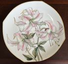 Antique French Star Gazer Lily Pink Flowers Cabinet Wall Plate Hand Painted 9.5