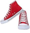 TRACES Stylish Trendy Lightweight Red Canvas Casual High Top Sneaker Shoes for Wome's & Girl,(6 UK)