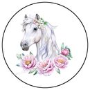 WHITE HORSE WITH FLOWERS ENVELOPE SEALS LABELS STICKERS PARTY FAVORS