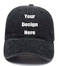 RR&DDXU Customize Your Own Design Text, Photos, Image Logo Adjustable Hat Hiphop Hat Baseball Cap (Deep Black, One Size)