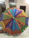 Indian Embroidered Garden Parasol Flower 72" Outdoor Sun Shade Patio Umbrella
