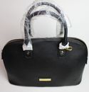 NEW Joy & Iman 22-Section Luxe Black Pebble Leather Handbag *Missing Clock Tag*