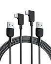 Anker USB C Cable Right Angle, 2-Pack 6 ft USB-A to 90 Degree USB-C Braided Charging Cord, Durable Type C Cable for Samsung Galaxy Note 10 Note 9 / S10+ S10,LG V30 (USB 2.0, Black)