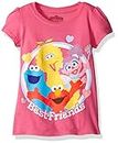 Sesame Street Girls' Toddler Girls' Best Friends Short-Sleeved Puff T-Shirt, Hot Pink, 4T
