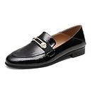 Dream Pairs Loafers for Women Slip On Comfortable Round Toe Casual Fashion Flats Driving Shoes, Black/Patent/Leather, 10