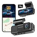 COOLCRAZY Dash Cam, 4K UHD Dash Camera for Cars Built-in GPS, 3.2" IPS Screen WiFi & App Dashcam, 24H Parking Mode, 170°Wide Angle Front Dashcams with 32G Card, WDR, Night Vision, G-Sensor